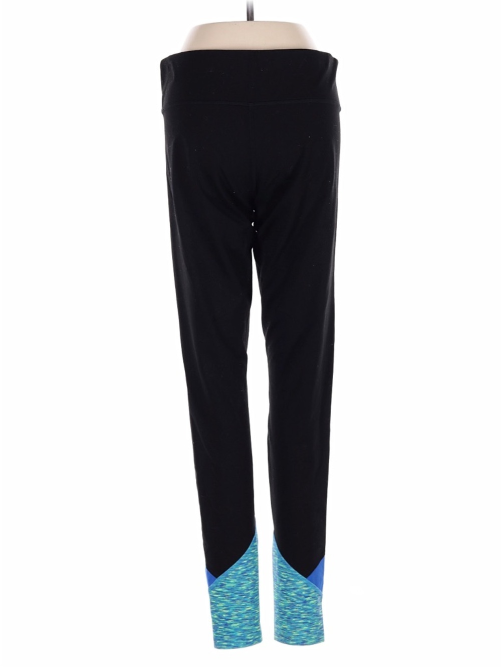 Victoria's Secret Black Leggings with Blue & Teal Hem Panels - Picture 2 of 5